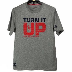 Ralph Lauren Performance Tee Shirt Grey Blue & Red Boys Size XL EUC